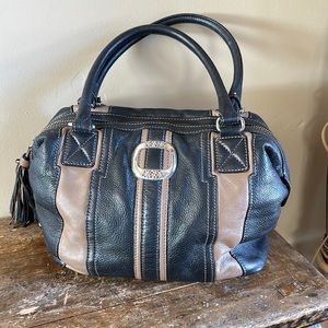 Brighton Black and Brown Leather Bag 10” x 9” x  5.5”